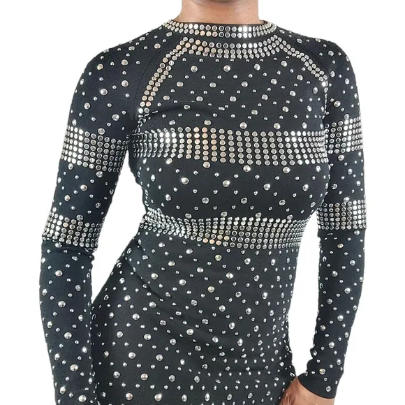 Michael Kors Black Studded Jersey Dress