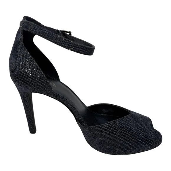 Michael Kors Cambria Sandal Glitter Cobalt Blue Open Toe Heels Women's 9M