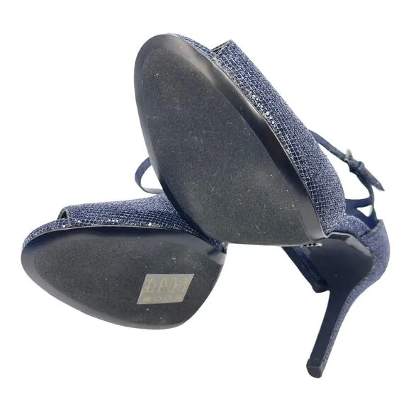 Michael Kors Cambria Sandal Glitter Cobalt Blue Open Toe Heels Women's 9M