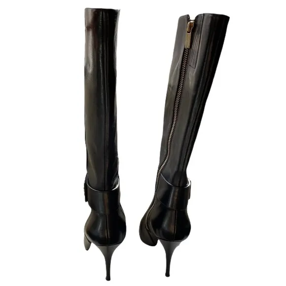 Michael Kors Caroline Leather Heel Black Boots 6