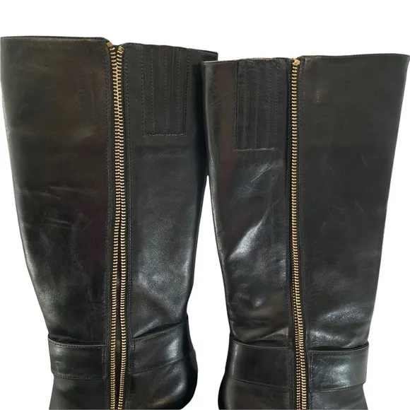 Michael Kors Caroline Leather Heel Black Boots 6