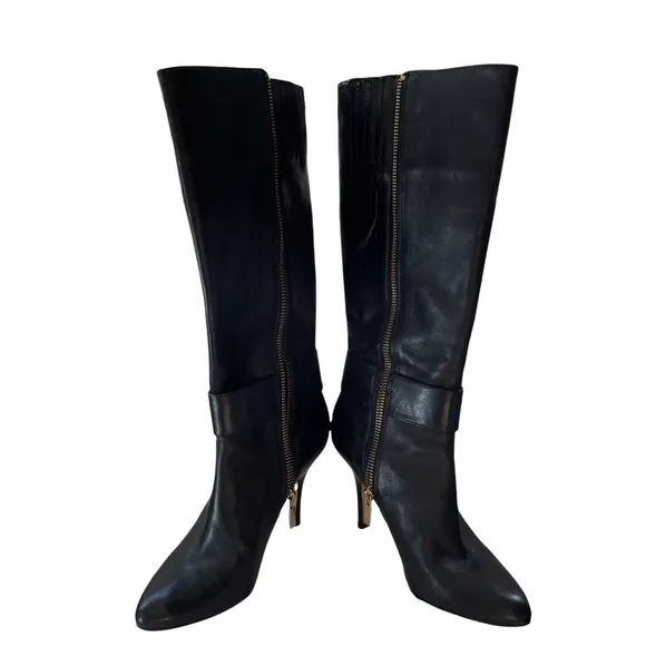 Michael Kors Caroline Leather Heel Black Boots 6