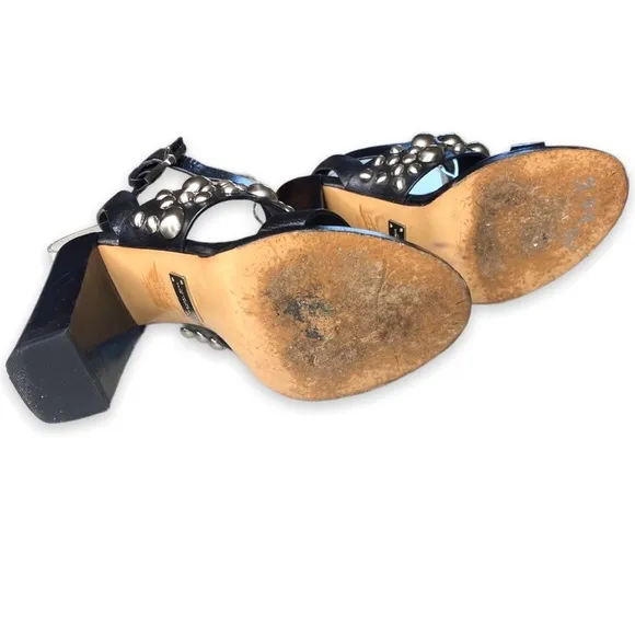 MICHAEL KORS COLLECTION Black Studded Leather Sandals Size 6.5