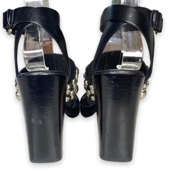 MICHAEL KORS COLLECTION Black Studded Leather Sandals Size 6.5