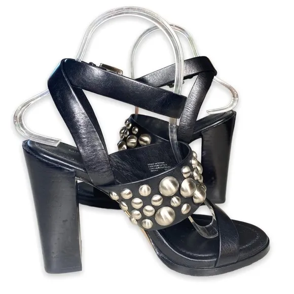 MICHAEL KORS COLLECTION Black Studded Leather Sandals Size 6.5