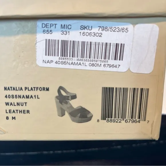 Michael Kors Women's Natalia Walnut Leather Heel Cork  Platform Sandals NEW