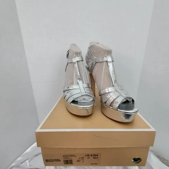 Michael Michael Kors  Catalina Silver Strappy Platform Sandals