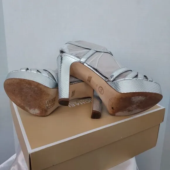 Michael Michael Kors  Catalina Silver Strappy Platform Sandals