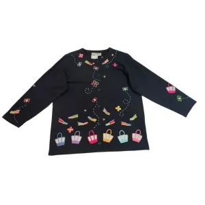 Michael Simon Lite Line‎ Summer Fun Cardigan XL Vintage Colorful Art Butterflies