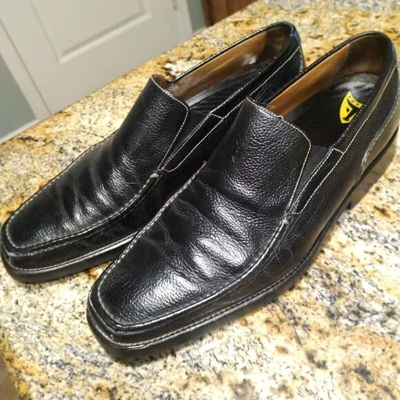 Michael Toschi Black Leather Slip On Loafer Shoes Carbonlite Men's Size 12 15328