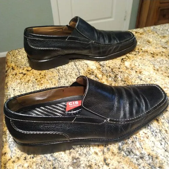 Michael Toschi Black Leather Slip On Loafer Shoes Carbonlite Men's Size 12 15328