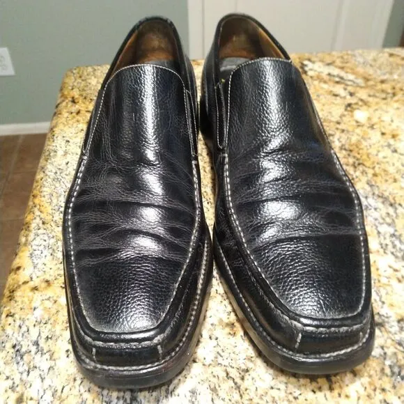 Michael Toschi Black Leather Slip On Loafer Shoes Carbonlite Men's Size 12 15328