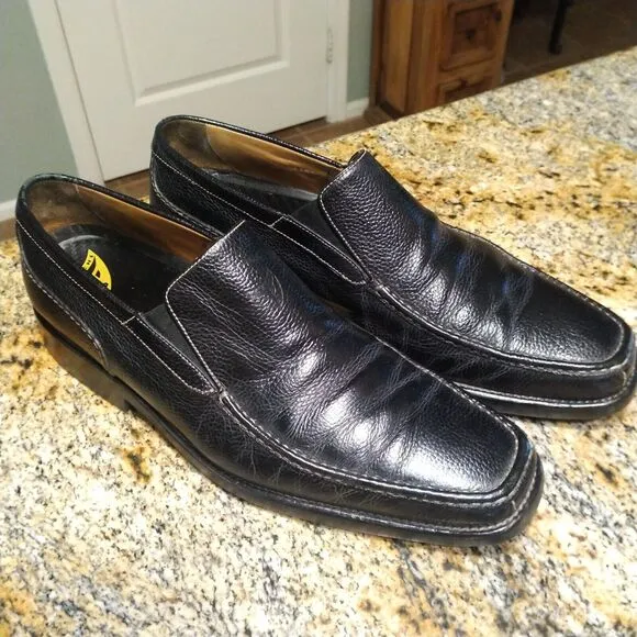 Michael Toschi Black Leather Slip On Loafer Shoes Carbonlite Men's Size 12 15328