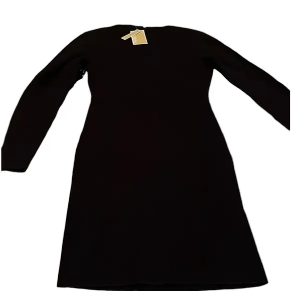 MICHEAL KORS size small black ribbed long sleeve sweater dress with cut outs