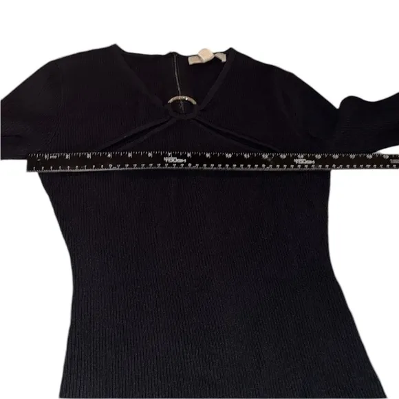 MICHEAL KORS size small black ribbed long sleeve sweater dress with cut outs