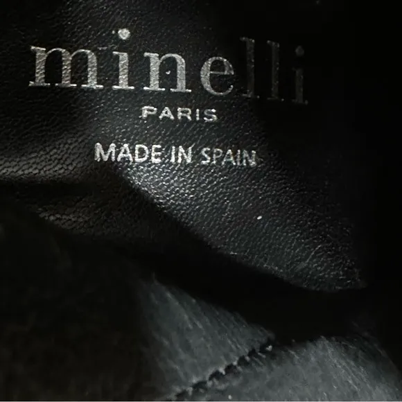 MINELLI Purple Made In Spain Leather Heel Booties With Square Toes size …