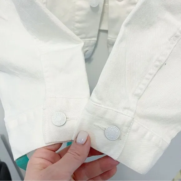 Mistress Rocks &quot;FATHOM' White Classic Oversized Denim Jacket in Size M