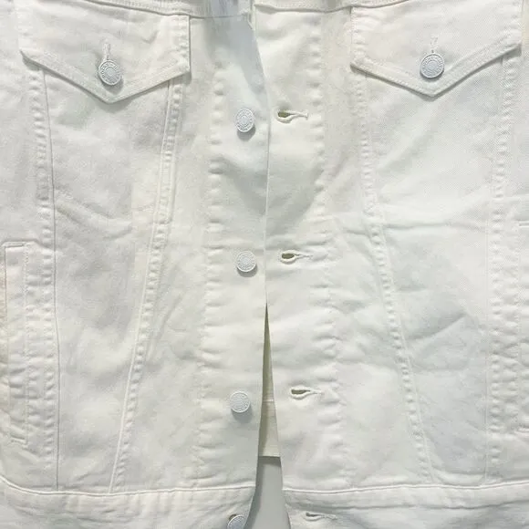 Mistress Rocks &quot;FATHOM' White Classic Oversized Denim Jacket in Size M