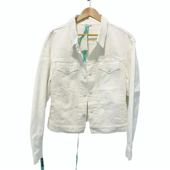Mistress Rocks &quot;FATHOM' White Classic Oversized Denim Jacket in Size M