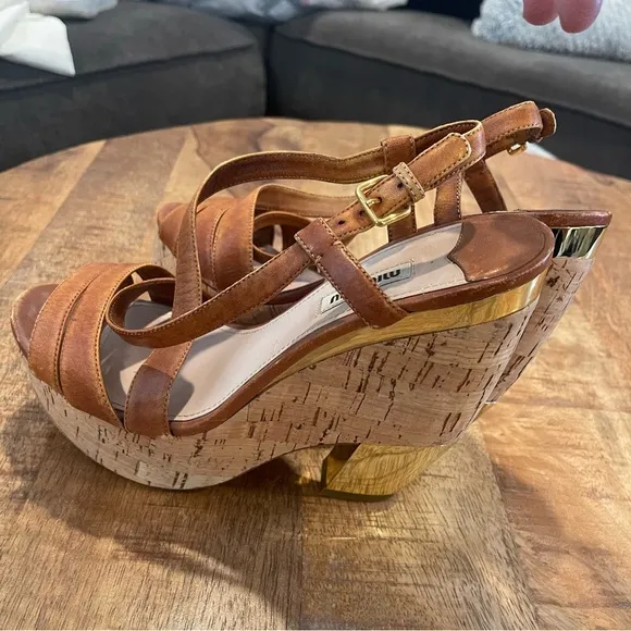 Miu Miu Brown Leather Women's Sandals heels