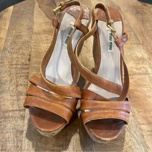 Miu Miu Brown Leather Women's Sandals heels