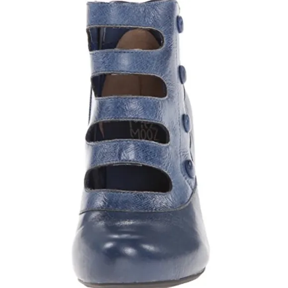 MIZ MOOZ Debra Blue Leather Ankle Boots Victorian Rockabilly Size 8
