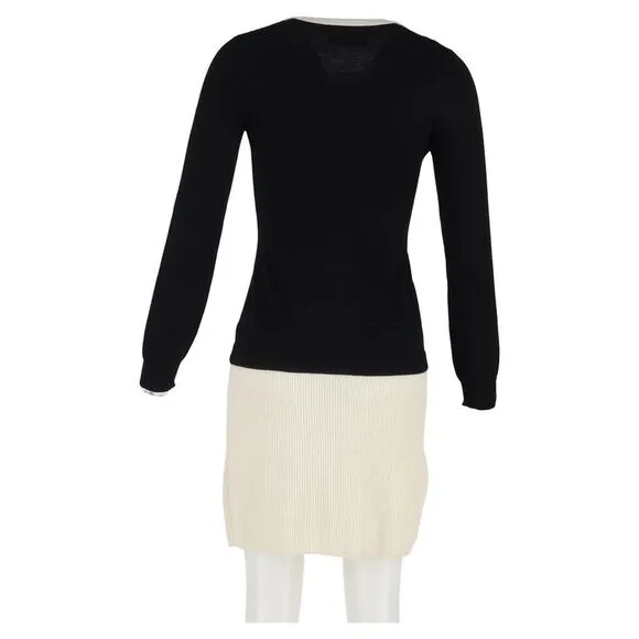 Moschino Boutique Bow Long Sleeve Mini Dress in Black Wool