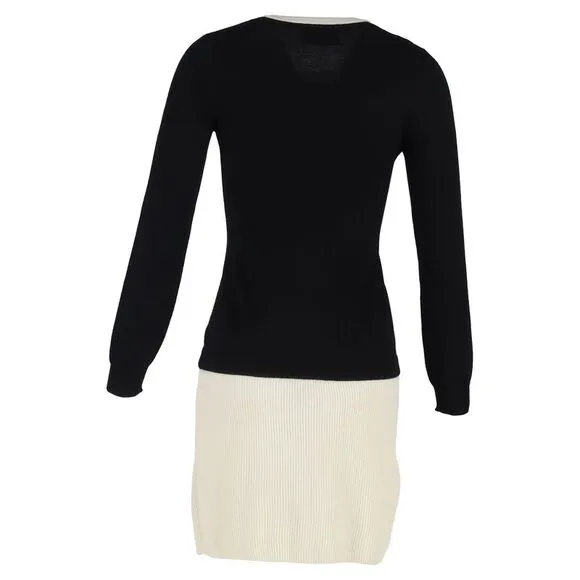 Moschino Boutique Bow Long Sleeve Mini Dress in Black Wool