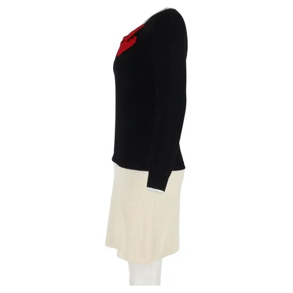Moschino Boutique Bow Long Sleeve Mini Dress in Black Wool