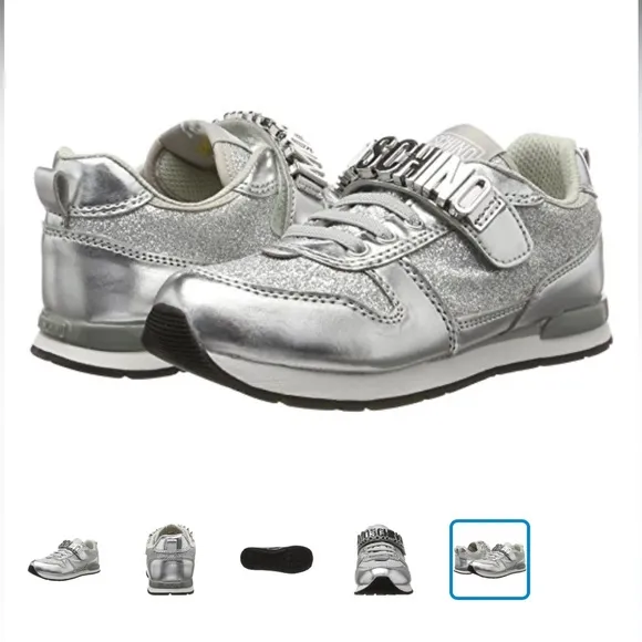 Moschino Girls' 26040. Trainers, Silver size 2