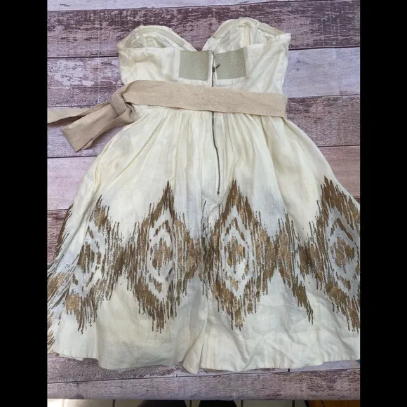 Moulinette Soeurs linen blend strapless‎ dress 0