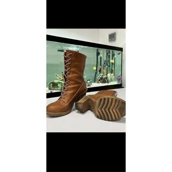 Mudd block heel Boots calf-high with fur inside size 8