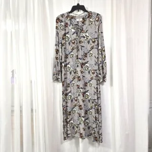 Natural Life Boho Long Maxi Floral Long Sleeve Shift Dress Womens Size XL