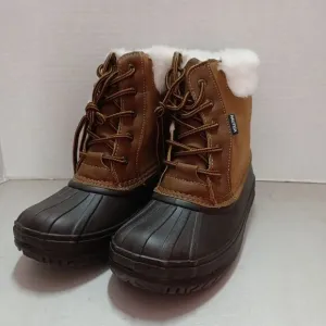 Nautica Danube QB1029 Boys Tan Brown Snow Duck Boots Waterproof Leather Size 4Y