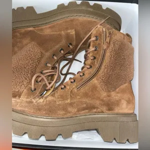 NEW $385 Voile Blanche Cleofe Italy Brown Suede Shearling Zip Hiking Boot 38 7.5