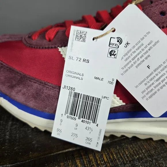 NEW adidas Originals SL 72 RS Mens Size 9.5 Running Shoe Shadow Red White JI1280