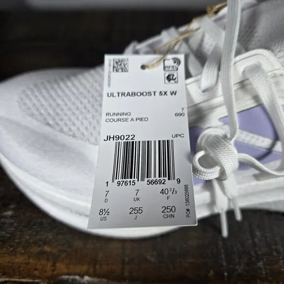NEW Adidas Ultraboost 5X W Womens Size 8.5 Running Shoes White Violet JH9022