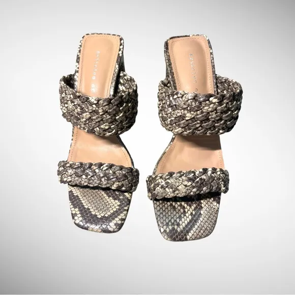 NEW ARTICLES OF SOCIETY ASTI BROWN SNAKE HEEL SANDAL SIZE 7