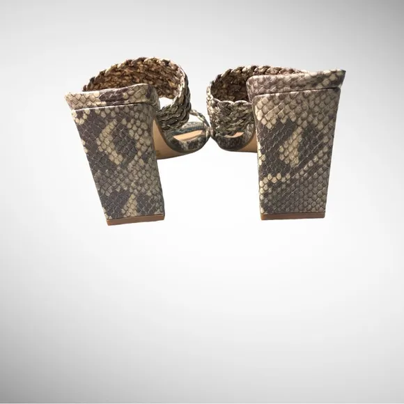 NEW ARTICLES OF SOCIETY ASTI BROWN SNAKE HEEL SANDAL SIZE 7