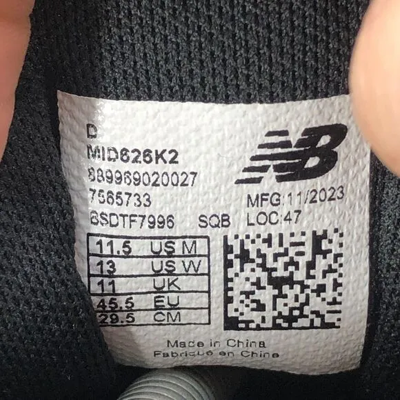 New Balance 626 v2 Slip Resistant Work Shoes Mens 11.5 D Black Leather Lace‎ Up