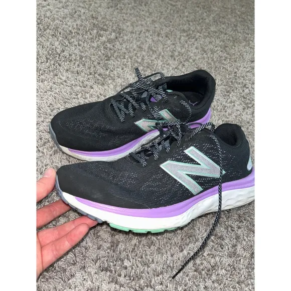 New Balance Fresh Foam 680 Running Shoes Cushioned Athletic Black Purple size 11