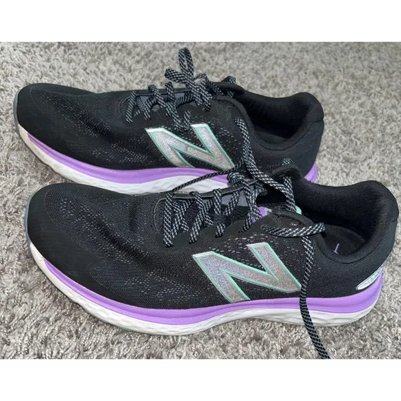 New Balance Fresh Foam 680 Running Shoes Cushioned Athletic Black Purple size 11