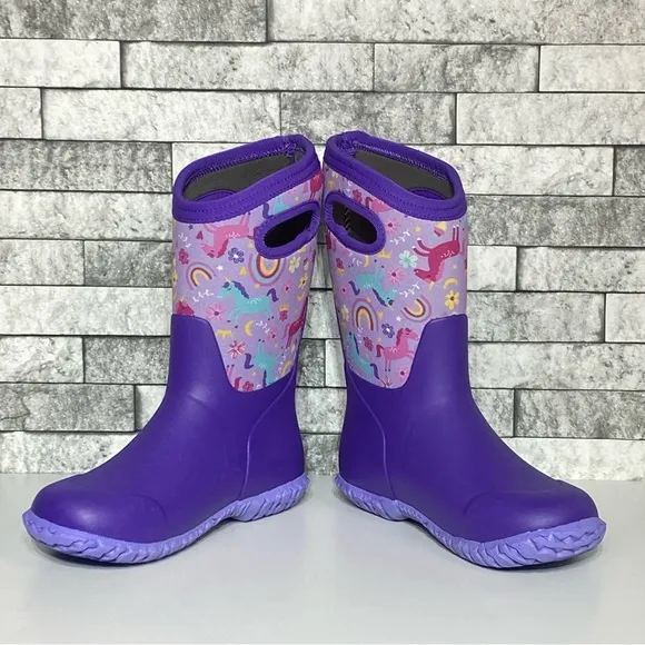 New Bogs Blooms Youth 4 Purple Unicorns Winter Boots