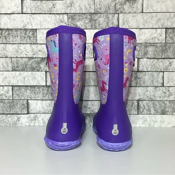 New Bogs Blooms Youth 4 Purple Unicorns Winter Boots