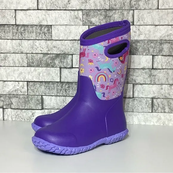 New Bogs Blooms Youth 4 Purple Unicorns Winter Boots