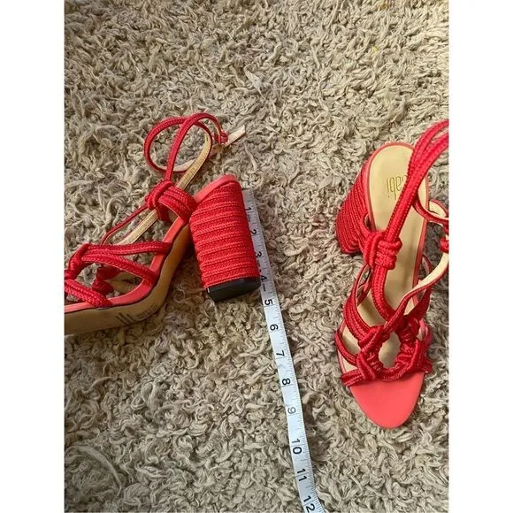 NEW CABI Tiptoe Bright Red Rope Sandals Heels 9