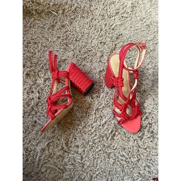 NEW CABI Tiptoe Bright Red Rope Sandals Heels 9