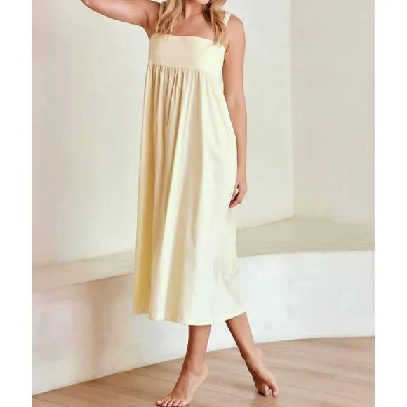 NEW DAILYSTORY spaghetti strap midi dress in soft yellow