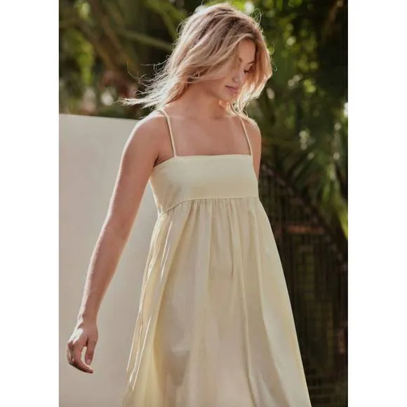 NEW DAILYSTORY spaghetti strap midi dress in soft yellow