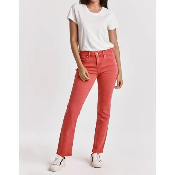 NEW DEAR JOHN DENIM blaire hi-rise straight jeans in viva magenta